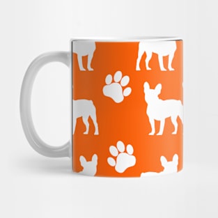 Orange French Bulldog Pawprint Pattern Mug